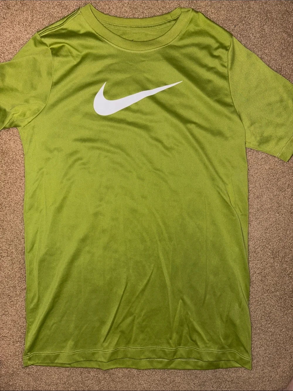 Nike Bright Lime Green Short-Sleeve Shirt with White Swoosh